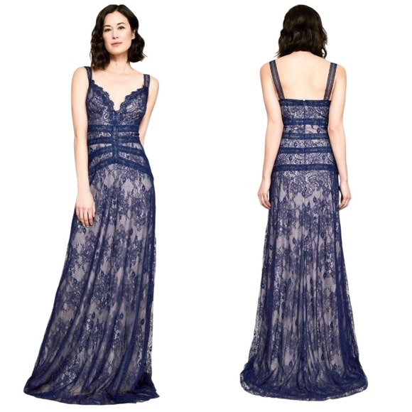 Tadashi Shoji Dresses & Skirts - Tadashi Shoji Dutton Grape Purple Floral Lace V-Neck Gown Size 8‎ NWT Maxi Dress